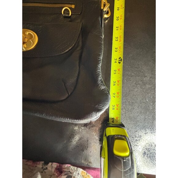 Emma Fox Black Leather Convertible Crossbody Handbag With Gold Accents - Picture 12 of 16